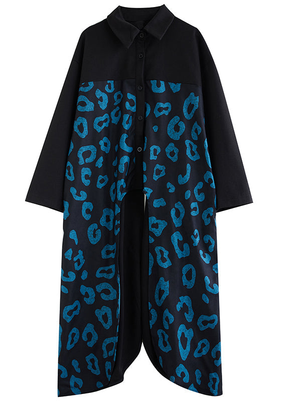 Diy Black Oversized Patchwork Cotton Shirt Dress Fall