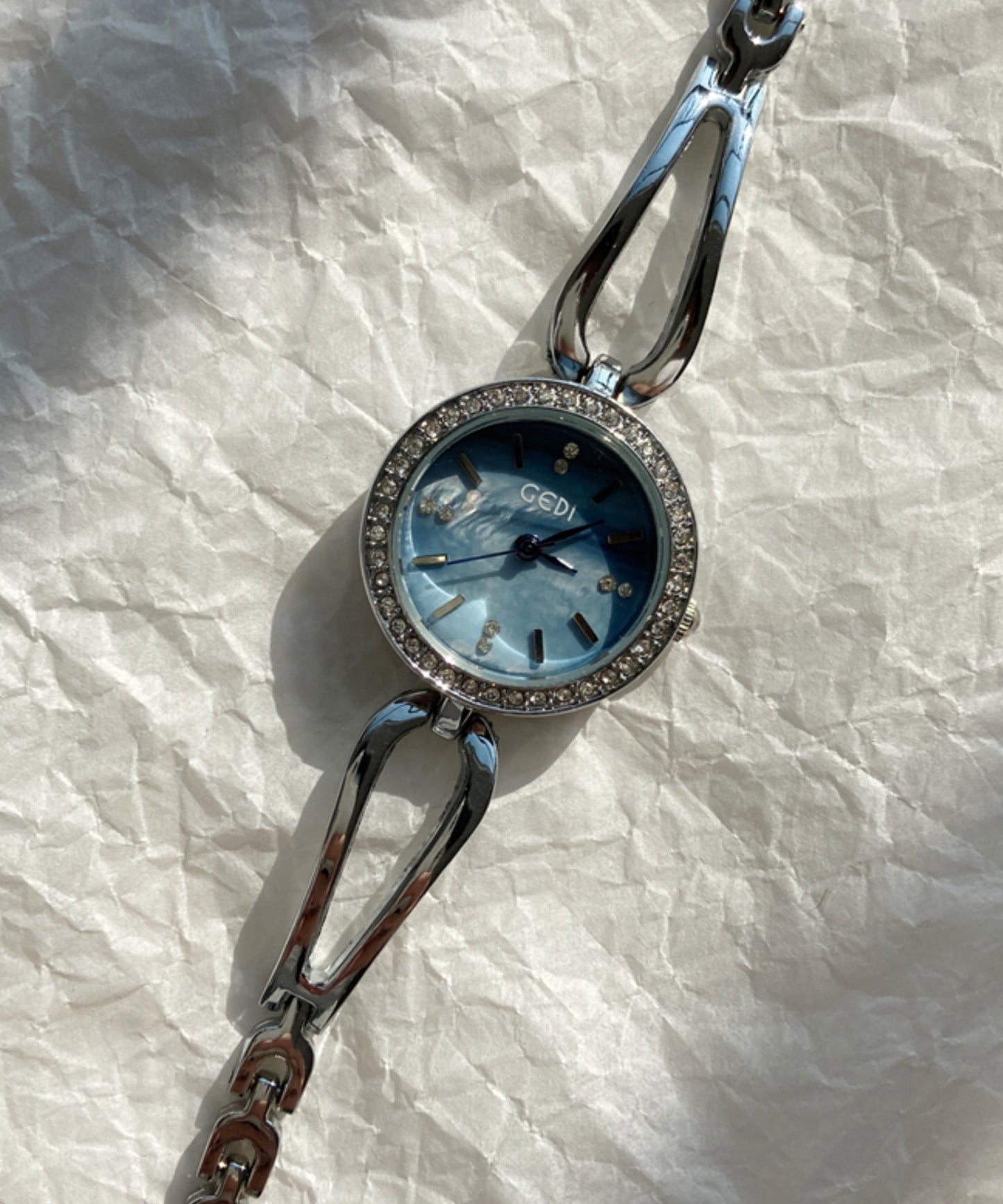 Novelty Blue Alloy Zircon Quartz Movement Watches
