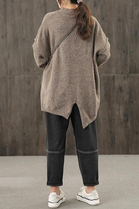 Knitted Button Split Hem Sweater