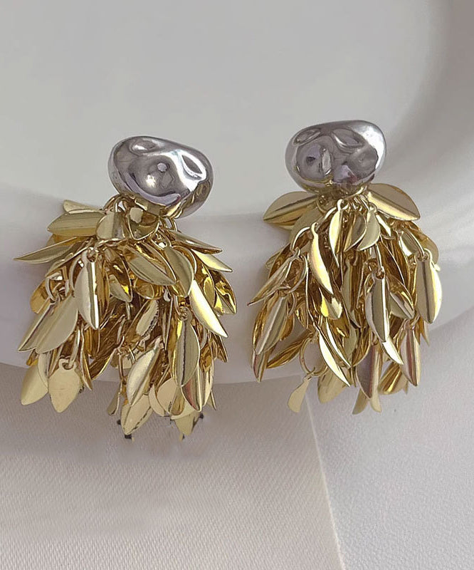 Gold Sterling Silver Overgild Tassel Drop Earrings