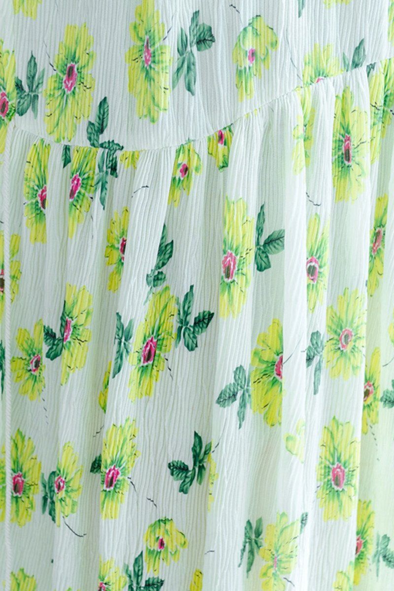 Green a Little Flower Holiday Summer Dresses Clothing Q