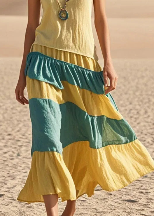 Yellow Patchwork Cotton Sundress Summer
