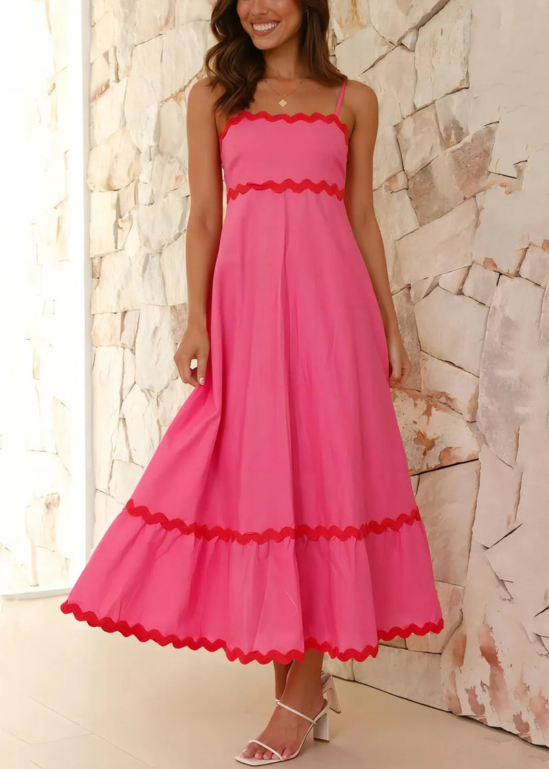 Rose Zippered Cotton Spaghetti Strap Dress Sleeveless