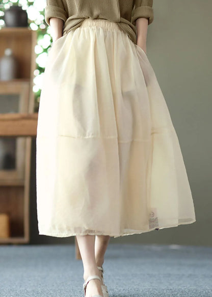 Apricot Patchwork Tulle a Line Skirt Summer