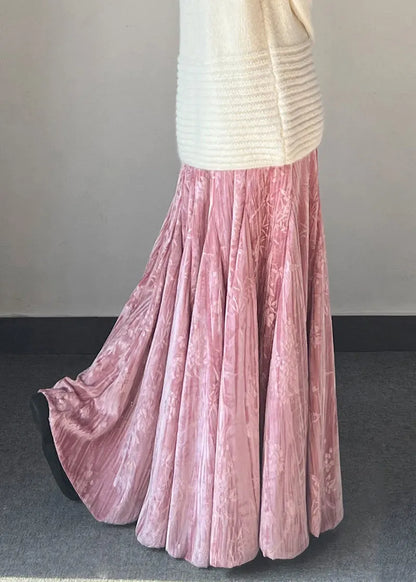 Jacquard Exra Large Hem Silk Velvet Skirt Spring