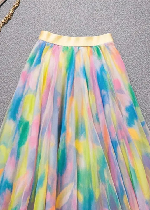 Modern Rainbow Tie Dye Tulle Skirt Summer