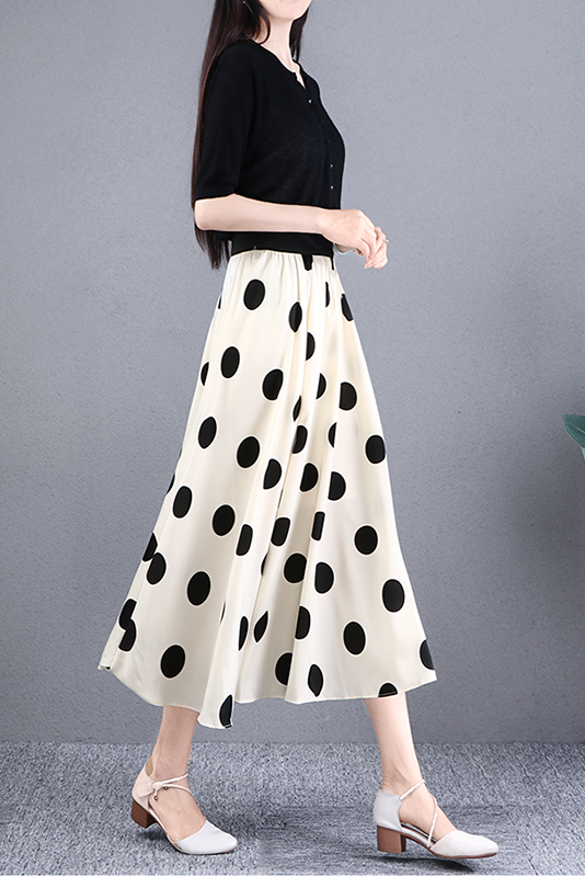 Summer Polka Dot Print A-line Skirt High Waist Skirt