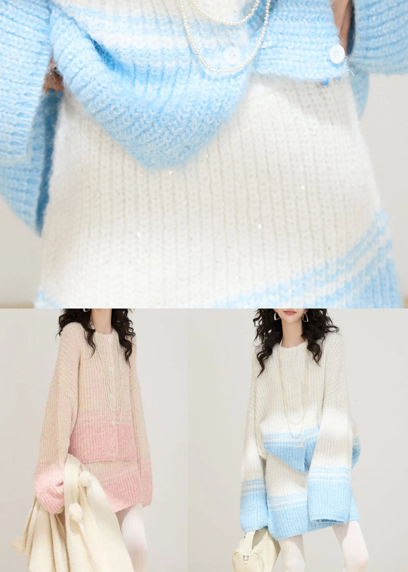 Pink Oversized Warm Knit Two Pieces Set Winter