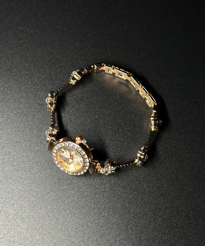 Stylish Gold Alloy Zircon Organic Glass Watches