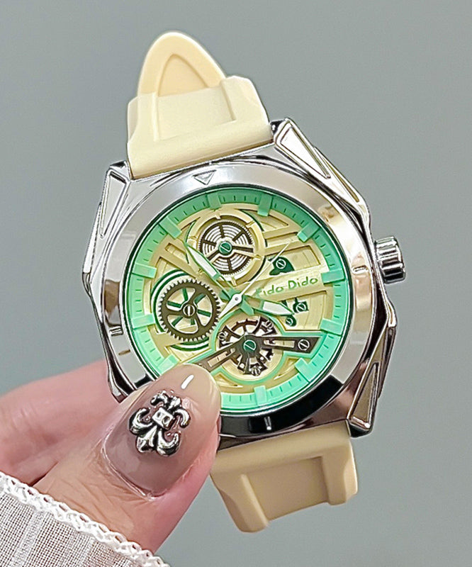 Light Green Silicone Rubber Quartz Movement Hollow Out Noctilucent Watches