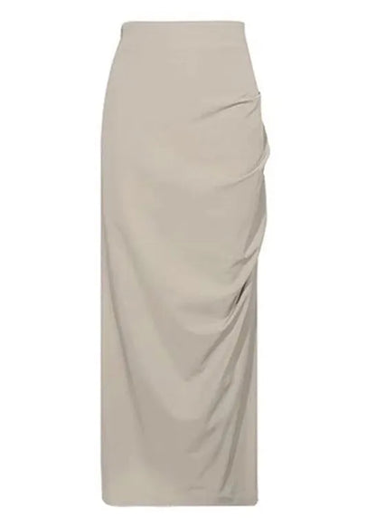 Slim Fit Khaki Side Open High Waist Cotton Skirts Summer