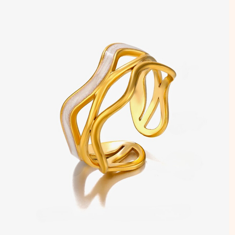 Cydney White Adjustable Rings Set