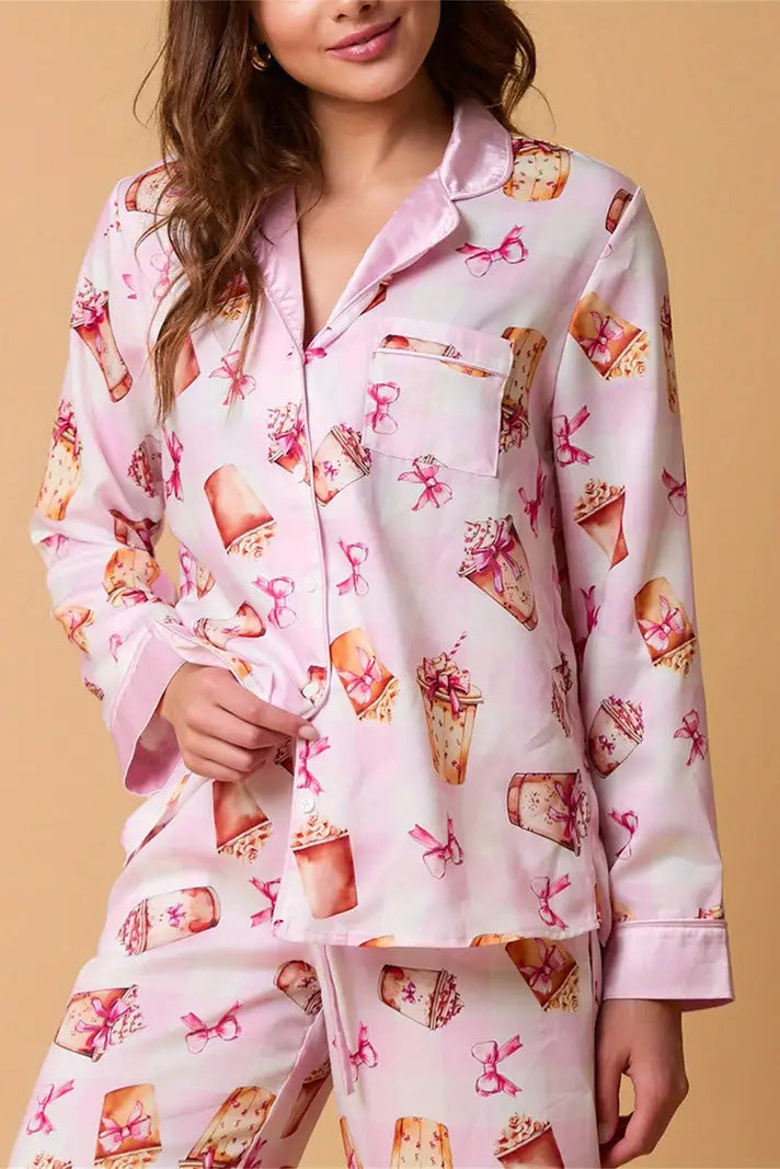 Christmas Festive Striped Pattern Pajama Set