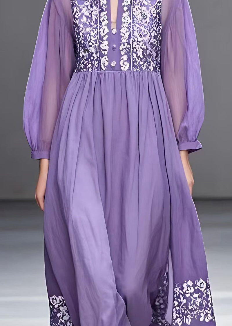 Print Patchwork Holiday Long Dress Long Sleeve