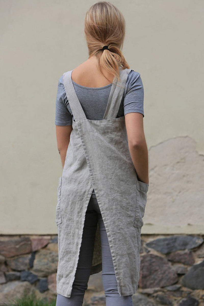 Cotton Linen Apron Mini Dress
