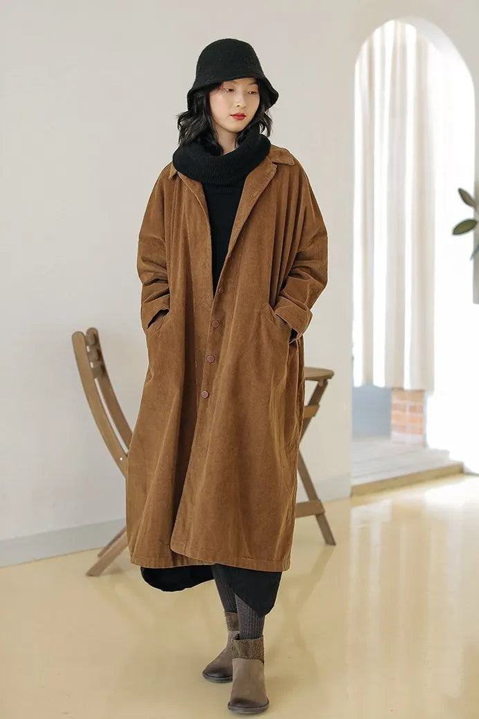 Loose Corduroy Coat for