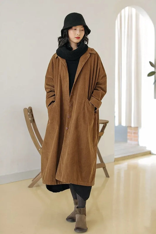 Loose Corduroy Coat for