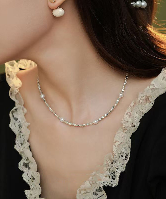 Diy Silk Sterling Silver Broken Silver Pearl Necklace