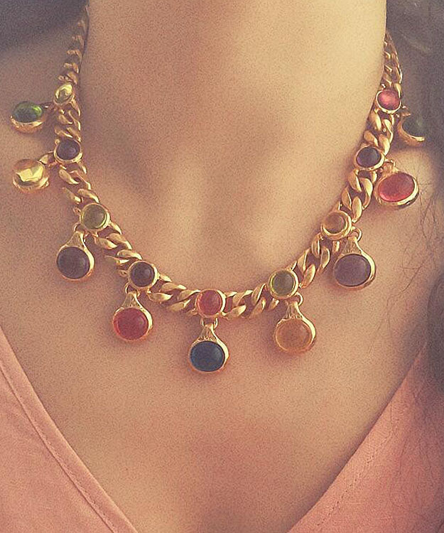 Rainbow Copper Overgild Coloured Glaze Princess Necklace