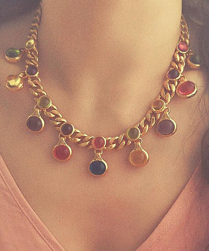 Rainbow Copper Overgild Coloured Glaze Princess Necklace