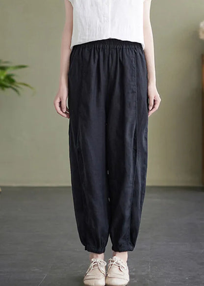 Black High Waist Cozy Crop Pants