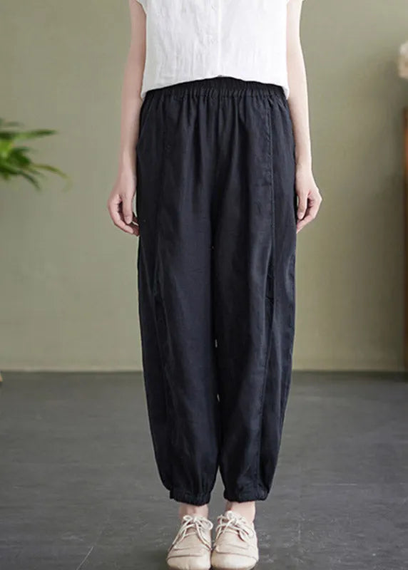Black High Waist Cozy Crop Pants