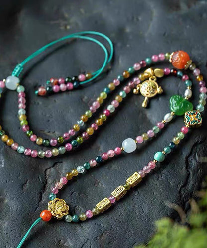 Art Rainbow Jade Agate Pendant Necklace