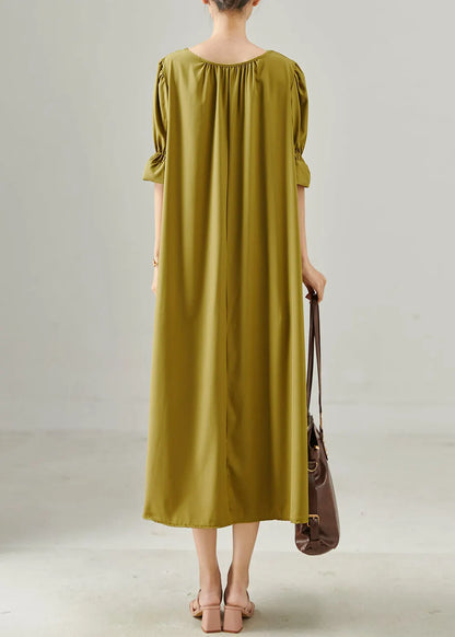 Yellow Cotton Long Dresses Oversized Summer