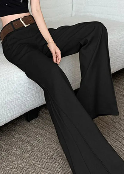 Khaki Pockets Patchwork High Waist Wide Leg Pants Spring
