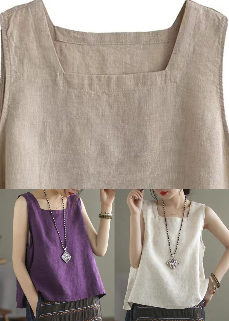 Purple Cozy Linen Vest Sleeveless