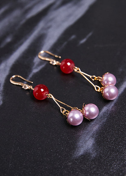 Purple Pearl Zircon Drop Earrings