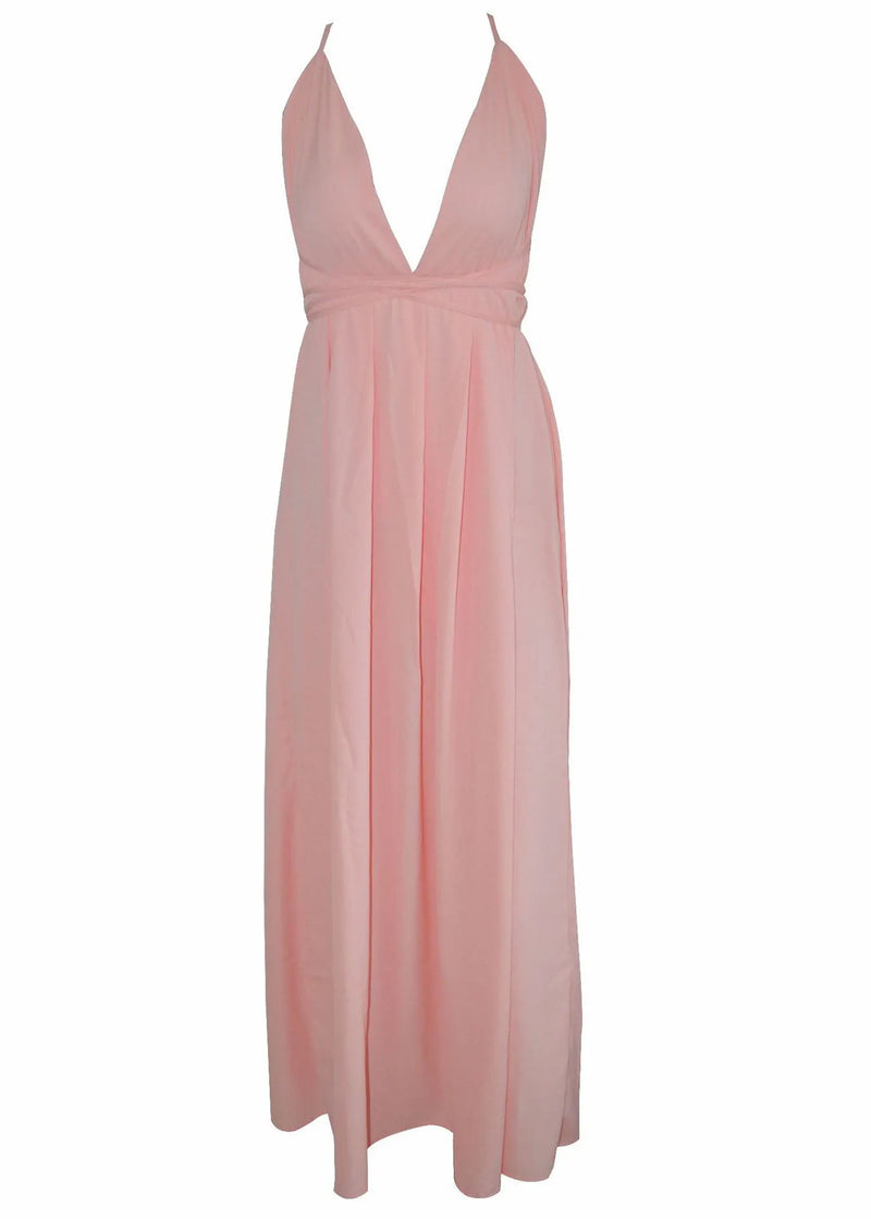 Pink Side Open Cotton Spaghetti Strap Dress Summer