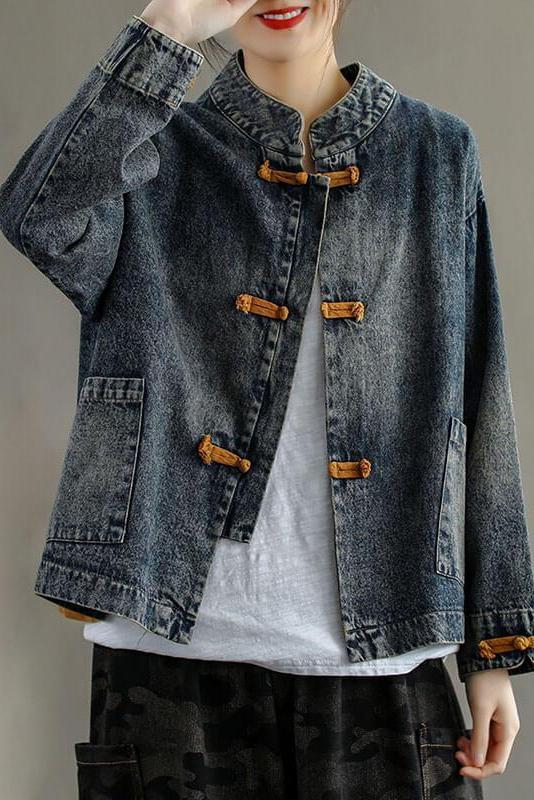 Retro Denim Pocket Spliced Jacket