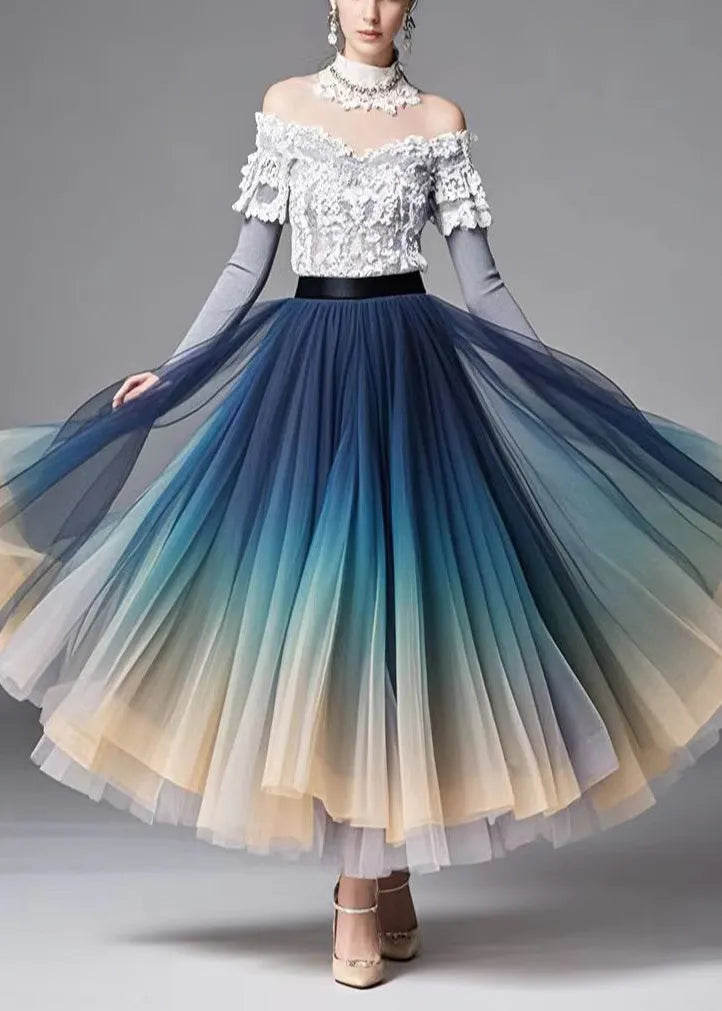 Gradient Color Exra Large Hem Tulle Skirt Fall