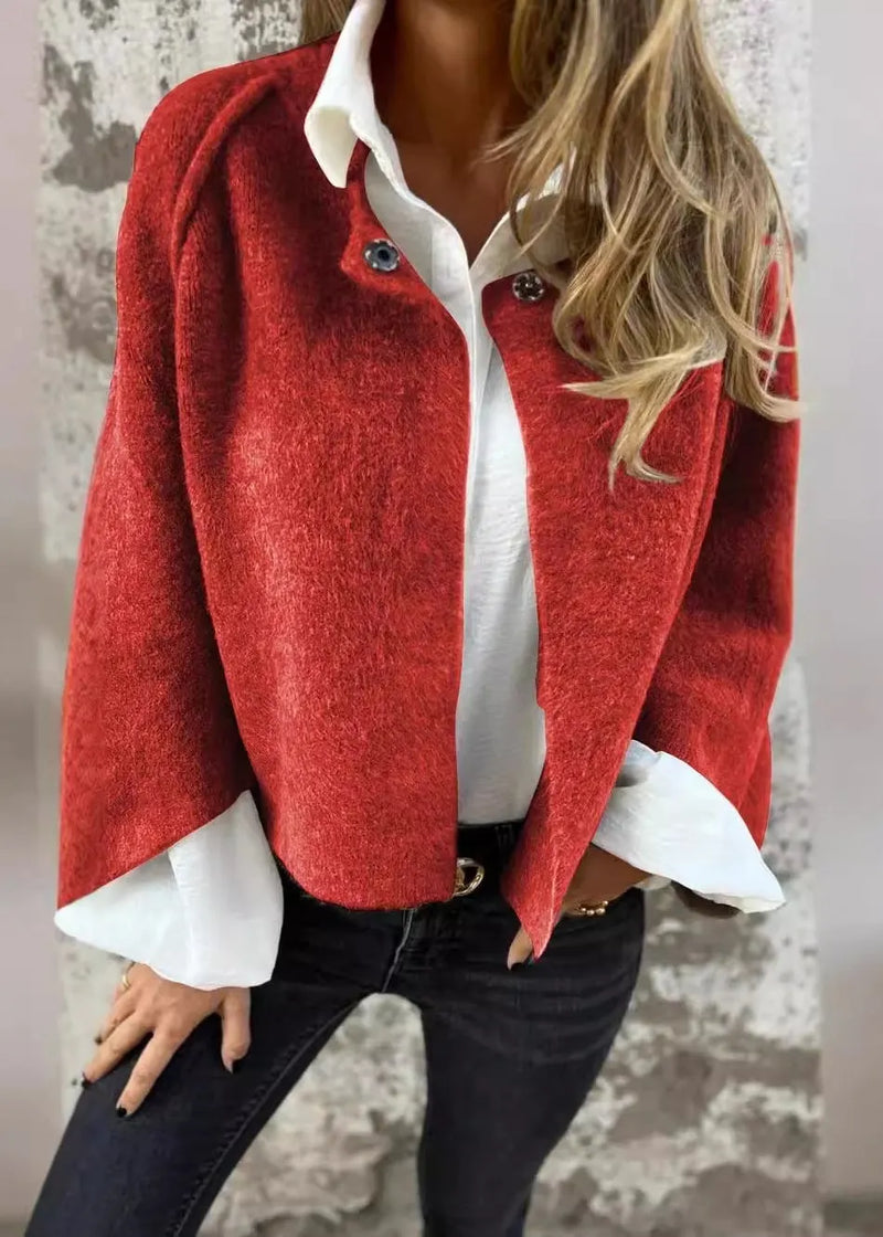 Style Camel O Neck Button Cashmere Short Coat Fall