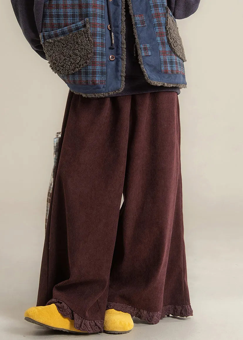 Purple High Wais Wide Leg Pants Fall