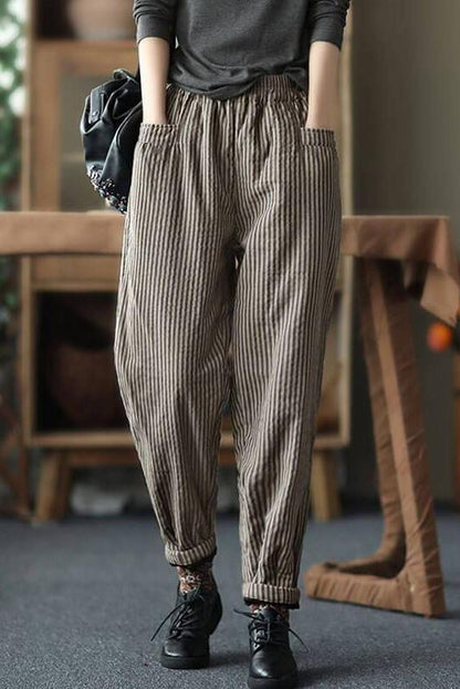 Limited Stock- Winter Pocket Retro Striped Pants