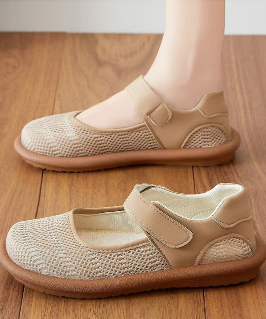 Khaki Flat Shoes Buckle Strap Flats