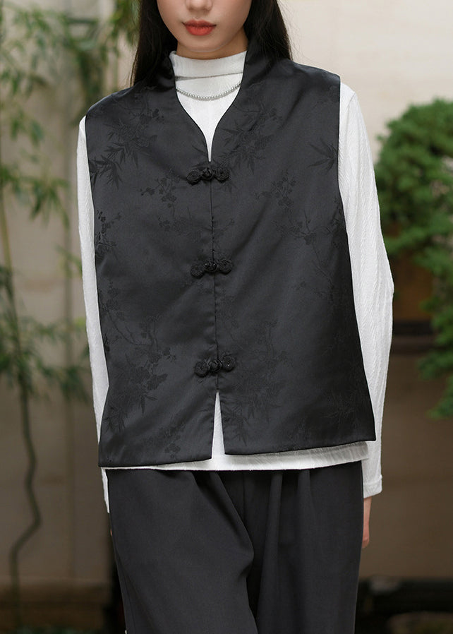 Red V Neck Jacquard Fine Cotton Filled Silk Vest Sleeveless