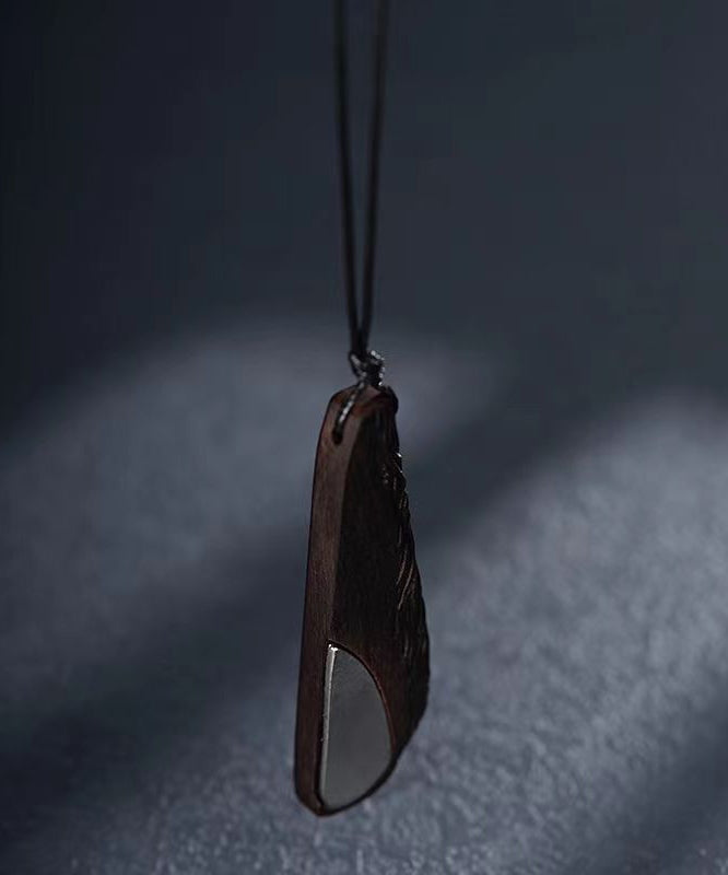 Black Asymmetricar Ebony Sweater Pendant Necklace