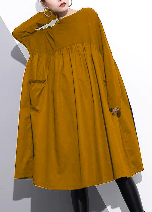 Cinched O Neck Cotton Clothes for Tutorials Purple Dresses