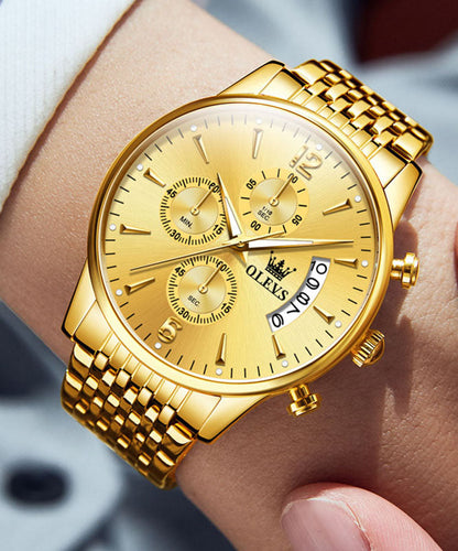 Gold Stainless Steel Quartz Movement Machinery Watches