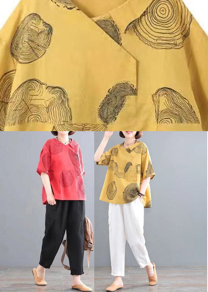 Red Patchwork Pockets Top and Crop Pants Two Piece Set Summer