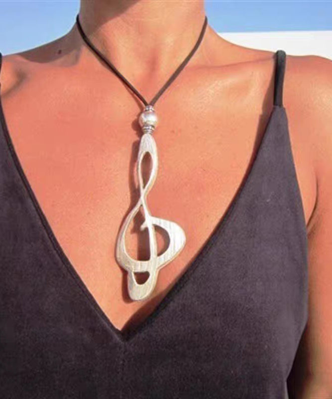 Silver Alloy Leather Pearl European American Pendant Necklace