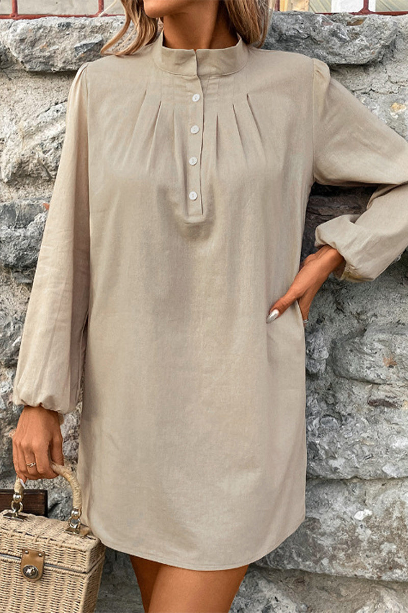Simplicity Buttons Mandarin Collar a Line Dresses