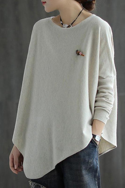 Pure Color Irregular Hem Sweater