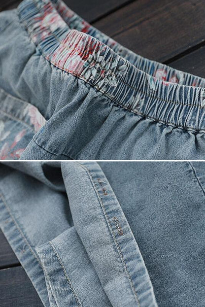 Elastic Waist Denim Cotton Skirt