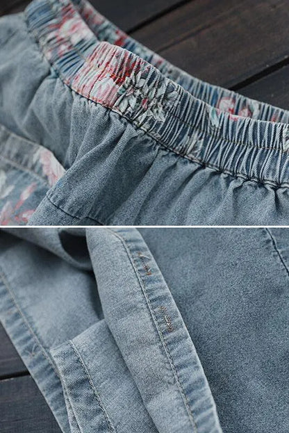 Elastic Waist Denim Cotton Skirt