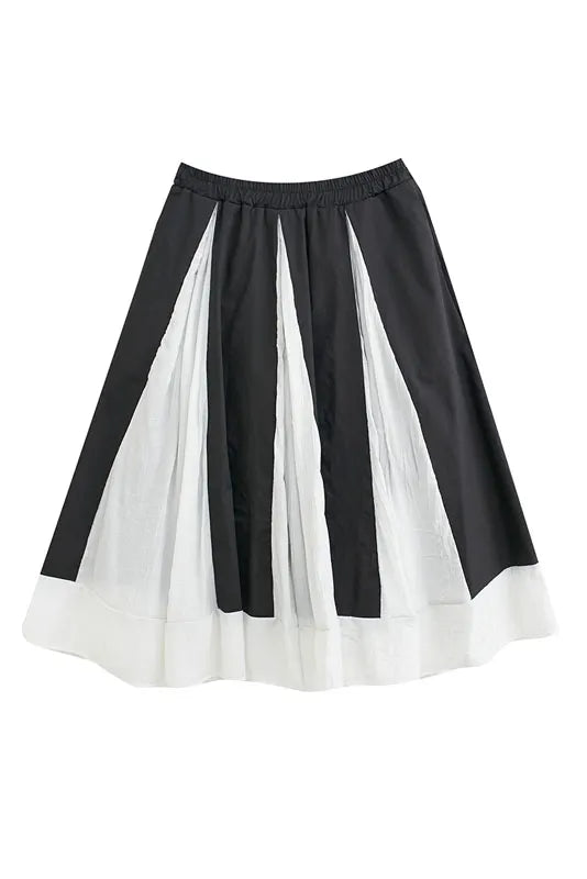 Black Loose Color Block Skirt