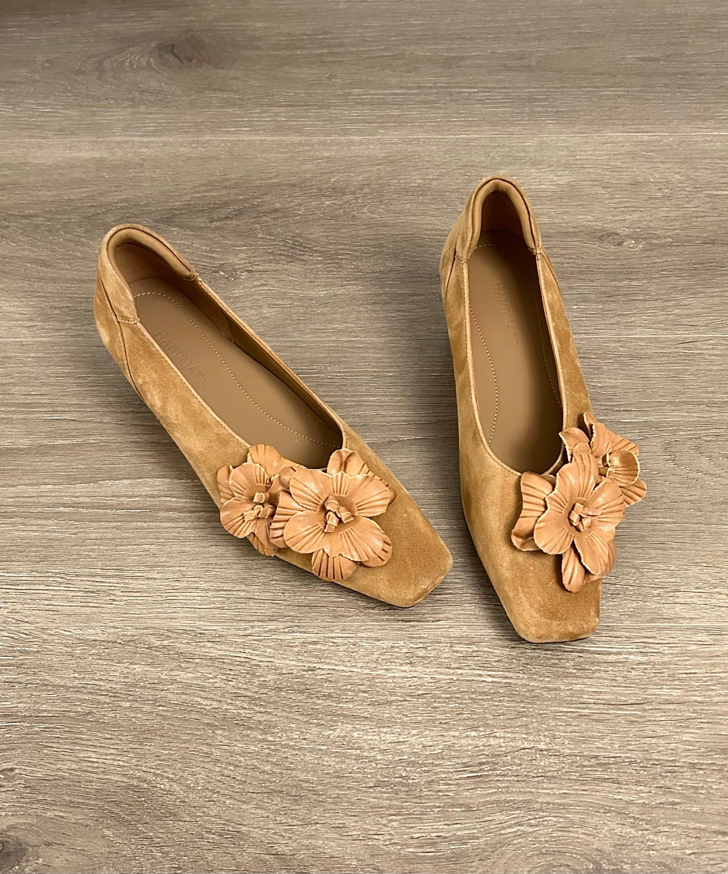 Caramel Wedge Heels Shoes Suede Splicing